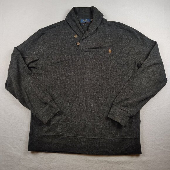 Polo Ralph Lauren Sweater Mens Large Estate Rib Shawl Collar Pullover - Picture 1 of 8